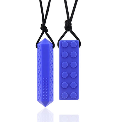 Sensory Chew Necklaces(2 Pack) for Kids with Teething, ADHD, Autism, Biting Needs, Oral Motor Chewy Teether, Chewlery Tool