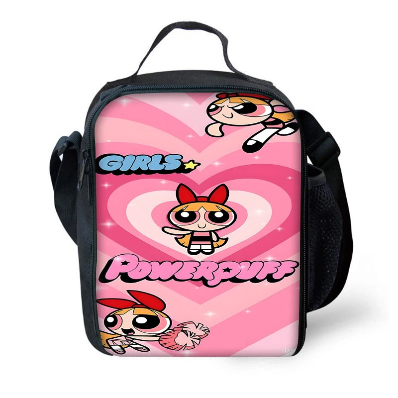 3 pcs set Cute Anime Powerpuffs Girlss Child School Backpack with Lunch Bags ,Pencil Bags ,School Bags for Boys Girls Best Gift