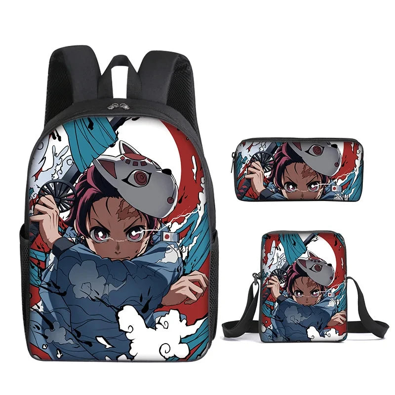 Nezuko Demon Slayer Anime 3Pcs/Set Backpack Student School Shoulder Bag Kids Cute Travel Backpack for Children Birthday Gifts