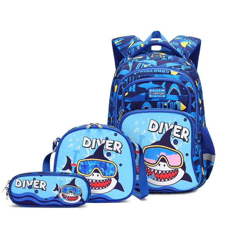 Boys Dinosaur Backpack Set with Lunch Box Pencil Case, School Book Bag for Kids Elementary Preschool