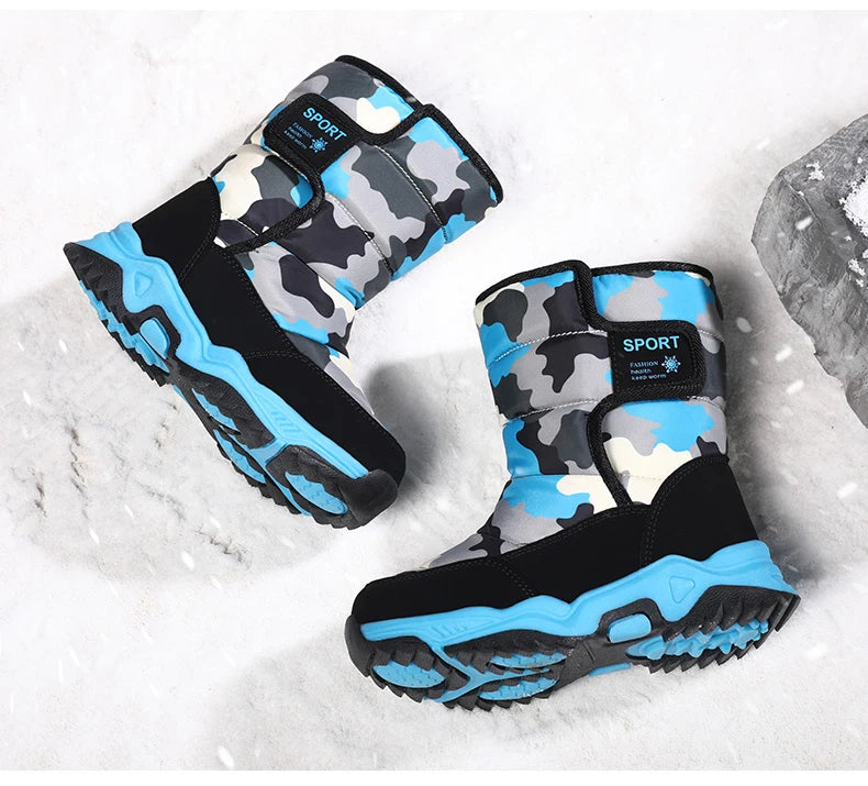 2024 Winter Children Shoes Plush Waterproof Fabric Non-Slip Girl Shoes Rubber Sole Snow Boots Fashion Warm Outdoor Boots