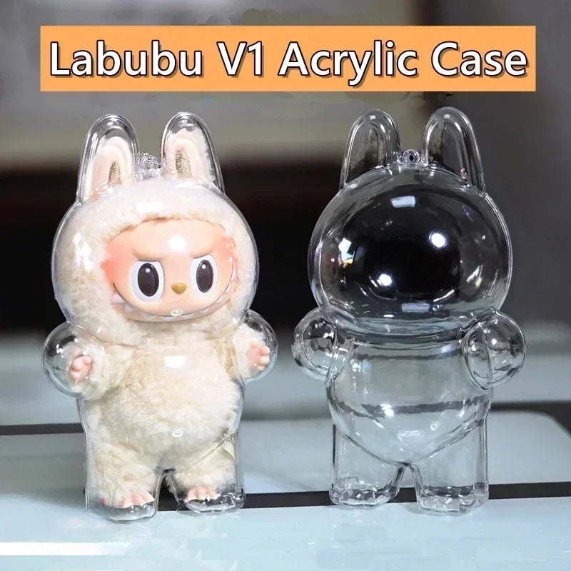 Protective Acrylic Case shell Transparent Portable Cable Organizer Box For Labubu V1 V2 Thickened Doll Bag Keychain Bags