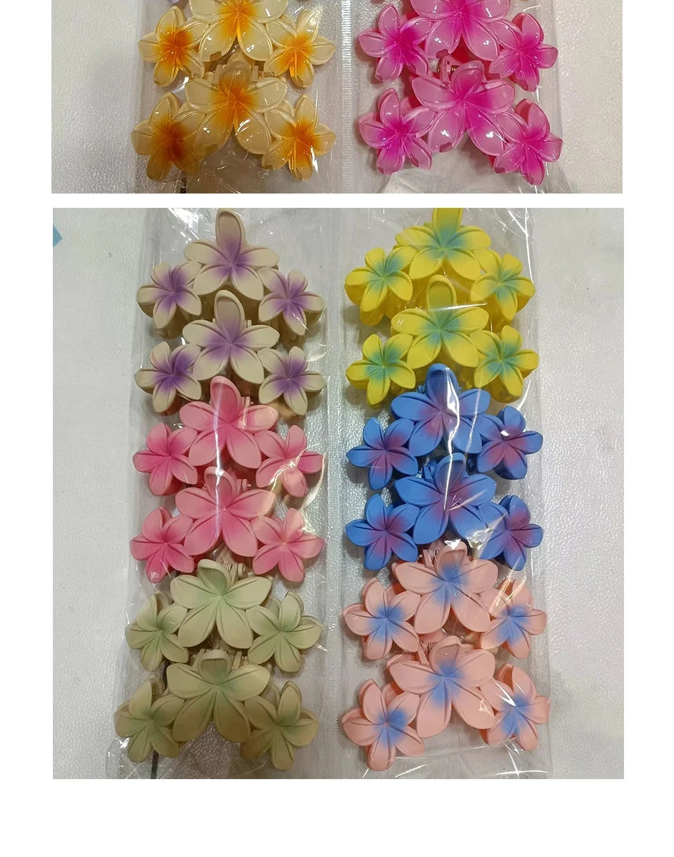 New Versatile Bright Oil French Retro Frangipani Hairpin Simple Fashionable Shark Clip Hair Accessories