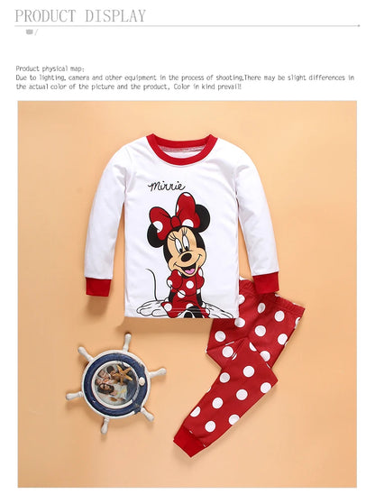 New Spring Autumn Children's Clothing Set Mickey Minnie girl boy Sleepwear Kids Pajamas Set Baby Girls Cotton Cartoon Pyjamas