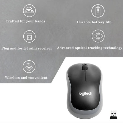 Logitech M185 Wireless Mouse 2.4 GHz USB 1000DPI 3 Buttons Silent Gaming Optical Navigation Mice for PC/Laptop Mouse Gamer