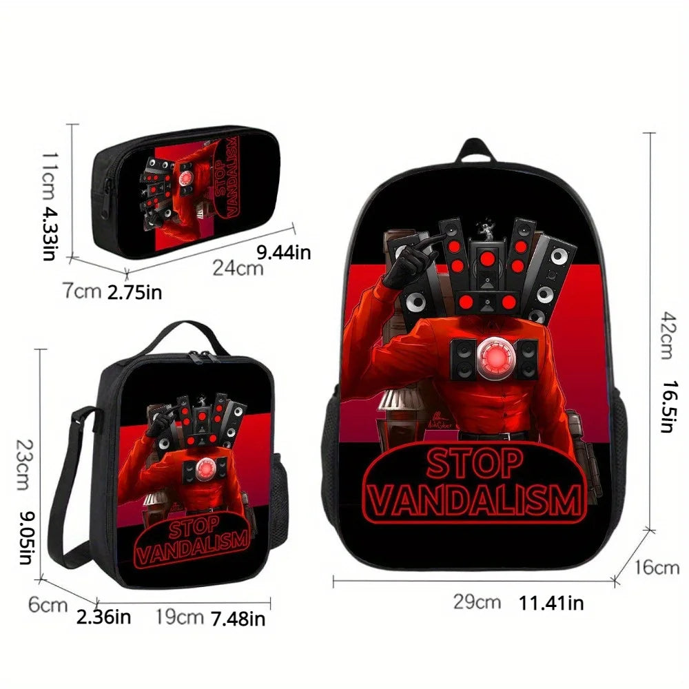 Disney Spidermans Backpack 3pcs Backpack Set for Elementary School Students Cartoon School Bag Lunch Bag Pencil Box Student Gift