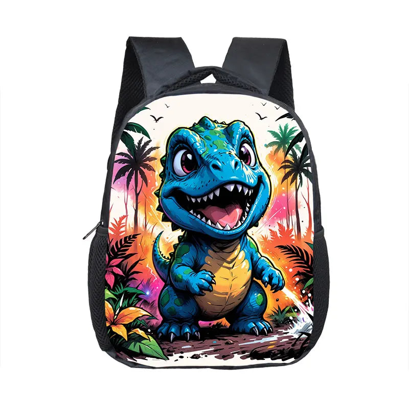 12 Inch Cute Dinosaur Print Backpack for 2-4 Years Old T-rex Skeleton Kids School Bag Kindergarten Girls Toddler Bookbags Gift