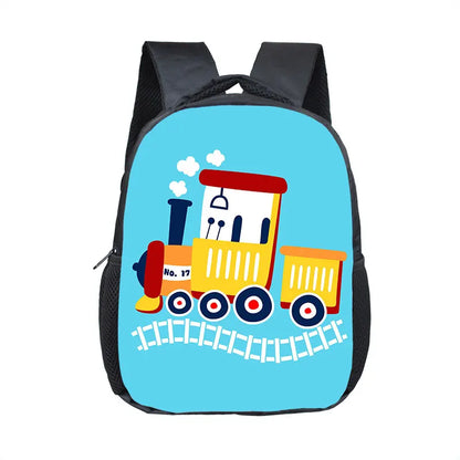 Cute Cartoon Train Locomotive Print Backpack for 2-4 Years Old High-speed Train Kids Bookbags Boy Girl Toddler School Bag Gift