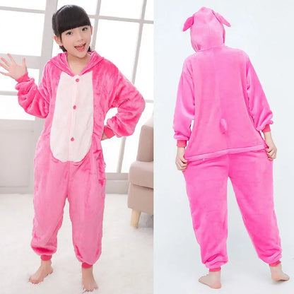 Unicorn Kigurumi for Kids Onesies Winter Flannel Warm Pajamas Animal Lion Dinosaur Hooded Sleepwear Jumpsuit Cospaly Costumes