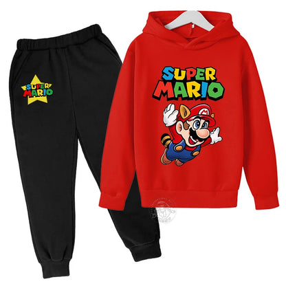 Super Mario Kawaii children's suit street fashion boys and girls suit sports pullover + sweatpants two-piece sports suit