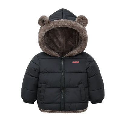 Kids Thick Warm Coats Winter Children's Fleece Hooded Jackets Autumn Cashmere Padded Snowsuit Boys Girls Cotton Outerwear 2-6Y