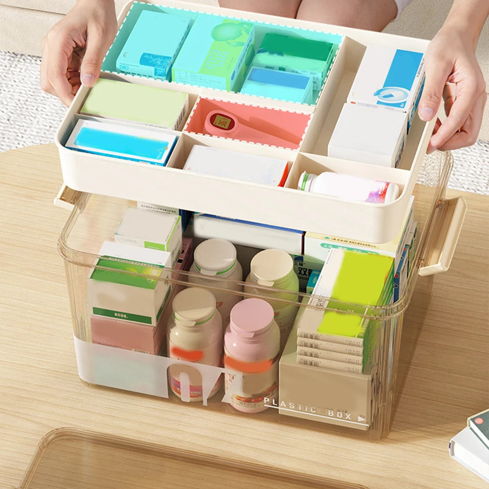 Medicine Box Drawer Home Light Luxury Transparent Multi layered Stackable Dust Proof Large Capacity Desktop Storage Organizer