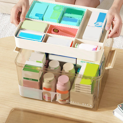 Medicine Box Drawer Home Light Luxury Transparent Multi layered Stackable Dust Proof Large Capacity Desktop Storage Organizer