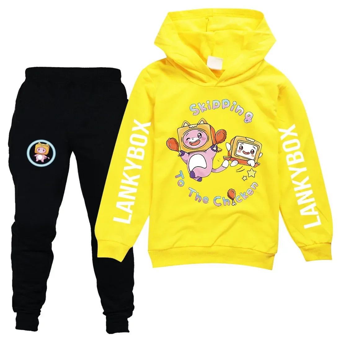 Children 2 Piece Set New Lanky Box Hoodie+Pant Suit 4-13Y Boys Girls Autumn Spring Fashion Anime Cartoon Tracksuit Kids Clothes