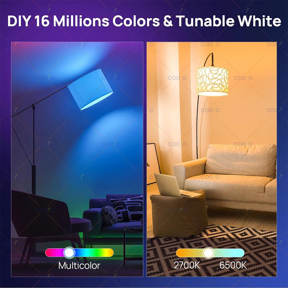 Tuya Wifi E27 Led Lamp RGB CW WW 15W Bluetooth Led Light Bulb Works with Alexa Amazon Google Home for Smart Life Decoration