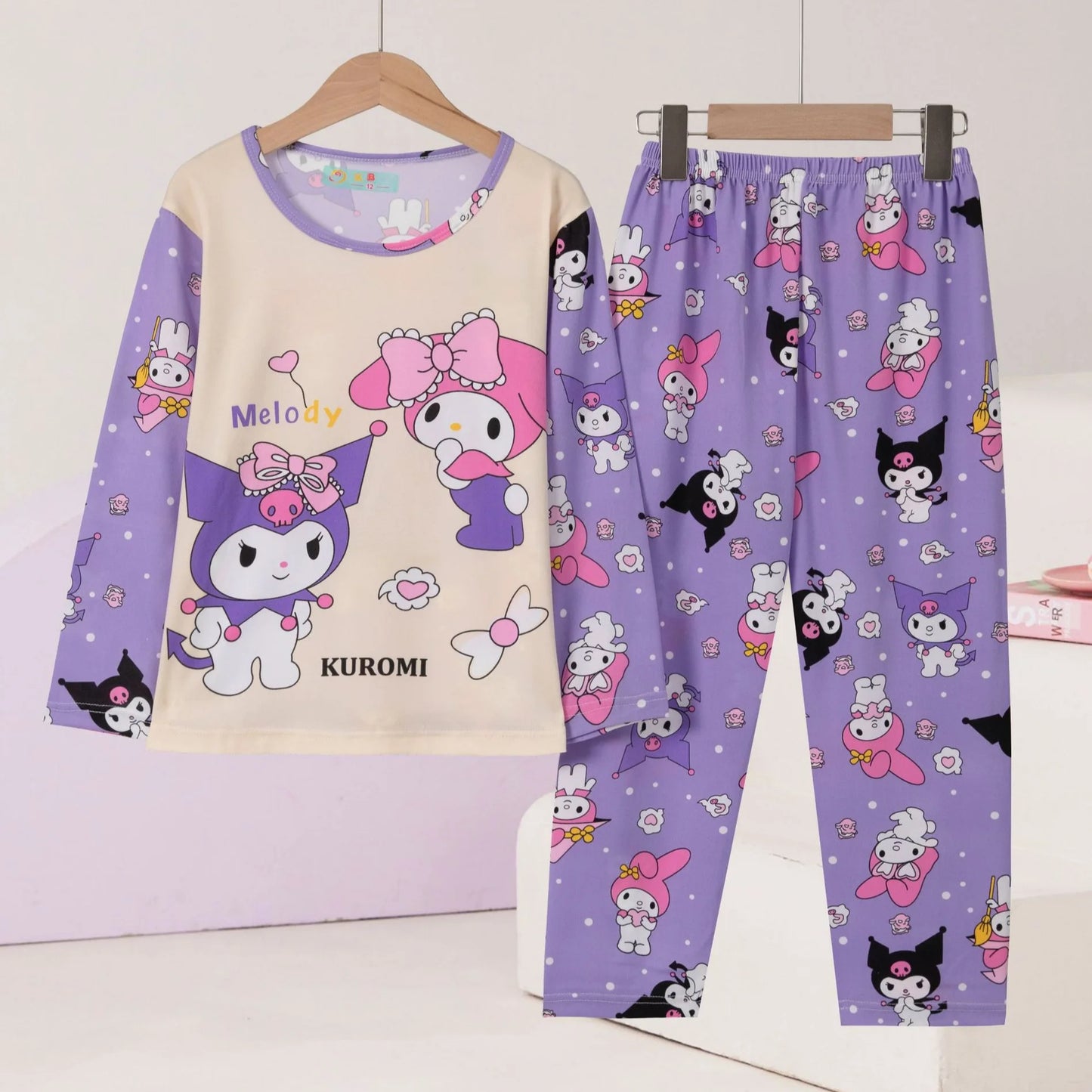 Lovable Kuromi Children Pajama Sets Suitable Comfortable Soft Print Kids Night Clothe Set Colorful Causal Homewear Autumn Winter