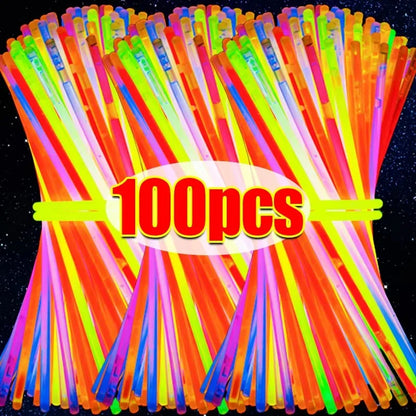 10/100Pcs Fluorescence Sticks Party Multicolor Glowing Stick Bright Colorful Light Bright Bendable Glow Bracelet Party Supplies