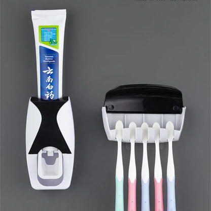 2PCS/set/ 1pcs Automatic Toothpaste Dispenser Dust-proof Toothbrush Holder Wall Mount Bathroom Accessories Squeezer Set