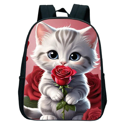 Cute Cat Print Backpack For Preschool Children Kitten Pattern School Bags Lightweight Boys Girls Kindergarten Backpack Kids Gifs