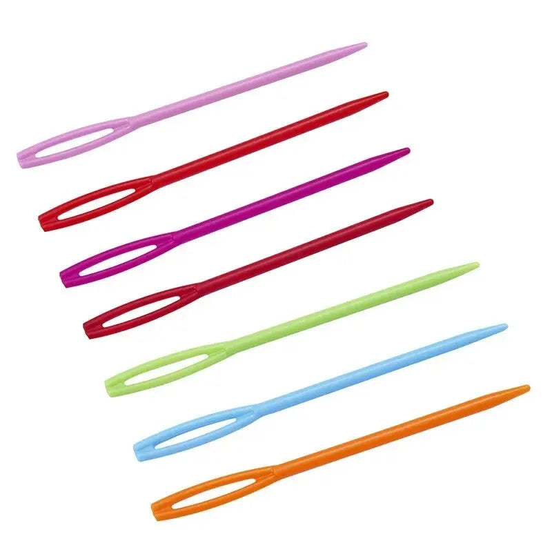 30 PCs Mixed Color 7/9/15cm Plastic Knitting Needles Crochet Hooks Wool Yarn Needle Children DIY Sweater Weaving Tools Accessory