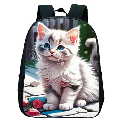 Cute Cat Print Backpack For Preschool Children Kitten Pattern School Bags Lightweight Boys Girls Kindergarten Backpack Kids Gifs