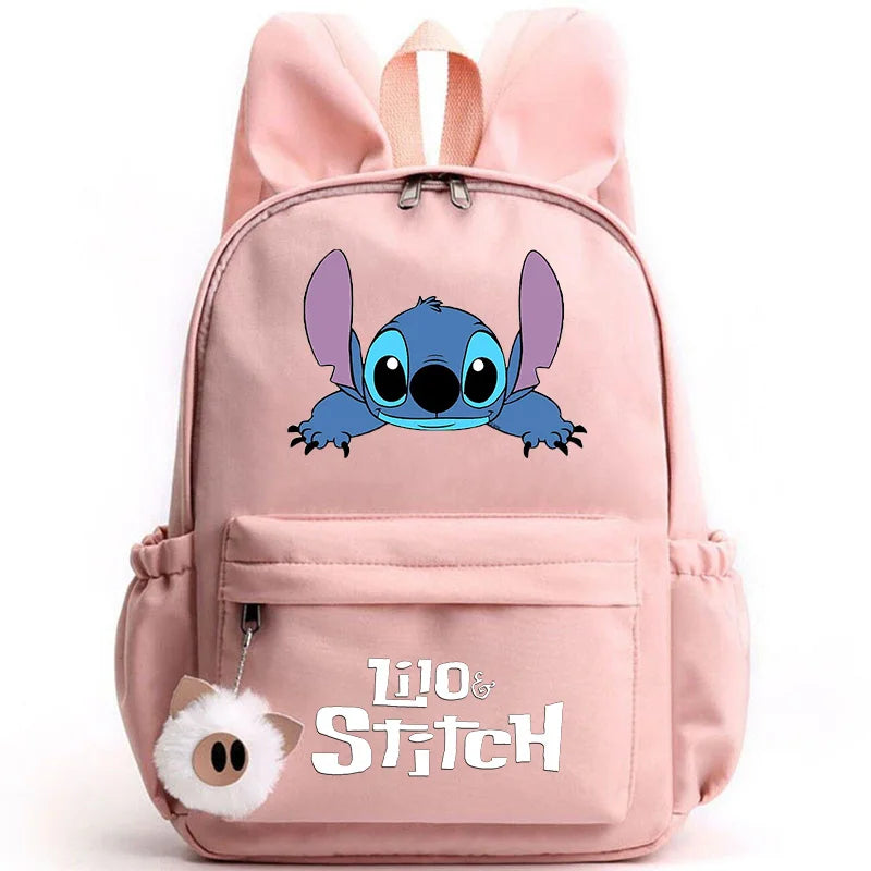 Disney Lilo Stitch Cute Backpack for Girl Boy Student Teenager Rucksack Women Casual School Bags Travel Rabbit Ears Mochila