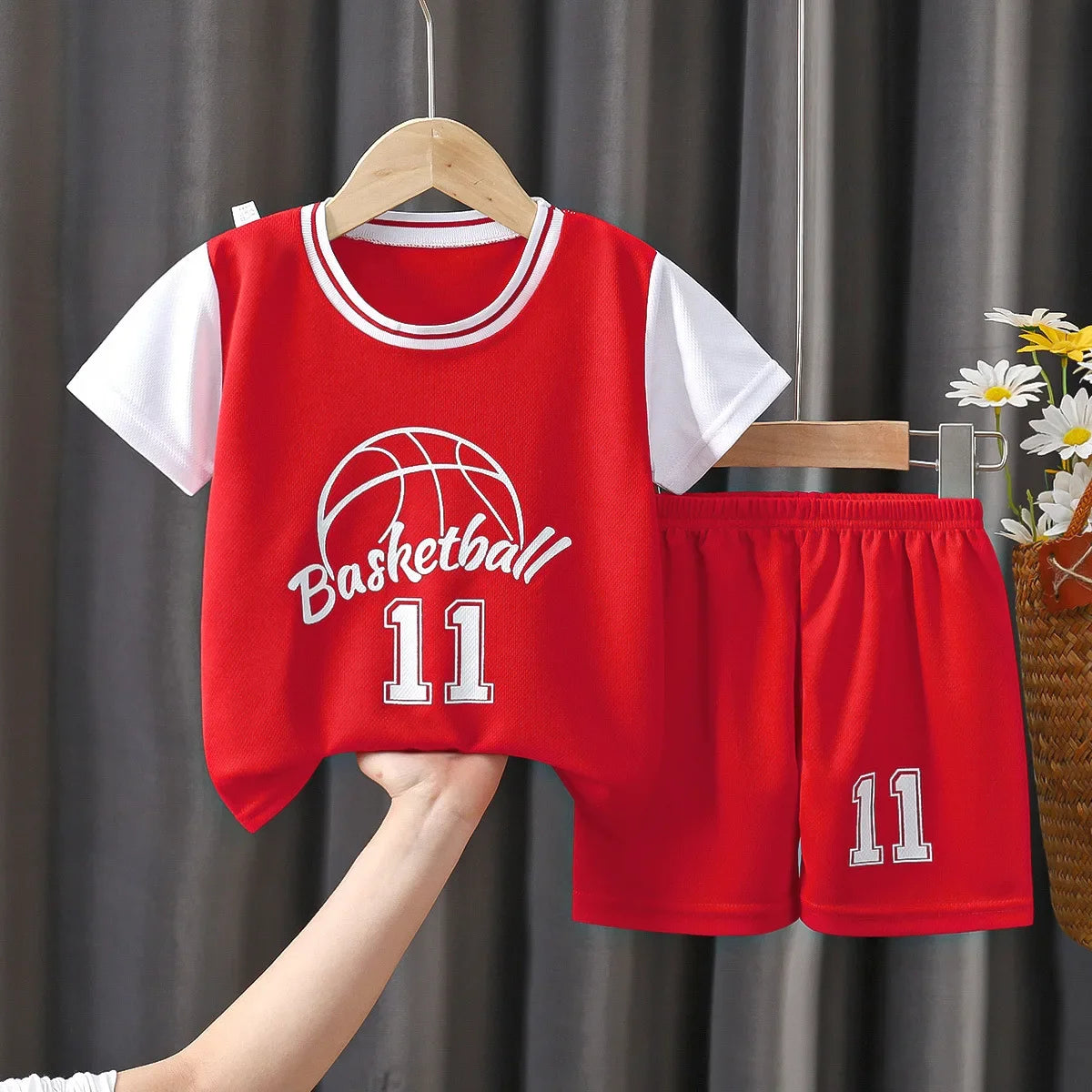 Children's T-shirt Basketball Suit Outdoor Sports Breathable Pure Cotton Sports T-shirt