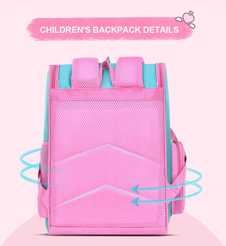 Children's Elementary School Students Schoolbag Girls 1,2,3,4,5,6 Grades 6-12 Years Old Shoulders Backpack Cute Waterproof Light