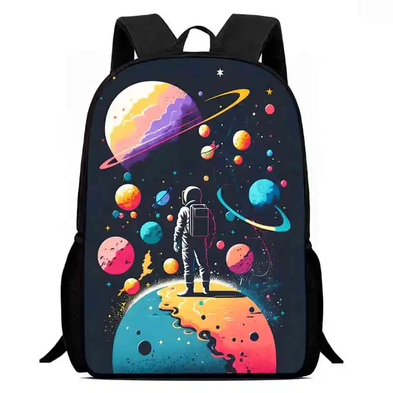 Cartoon Night Sky Child School Backpack With Lunch Bags Pencil Bags For Kindergarten,Best Gift For Boys and Girls