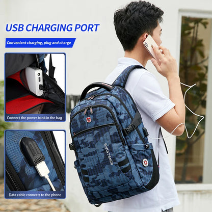 2024 New Waterproof Backpacks USB Charging School Bag Anti-theft Men Backpack Fit 17.3 Inch Laptop Travel Backpack Male Mochila