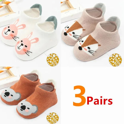 3 Pairs/Lot Newborn Baby Socks Kids Boys Girls Cotton Cartoon Soft Sock Children Toddler Non-Slip Short Socks For 0-3 Years