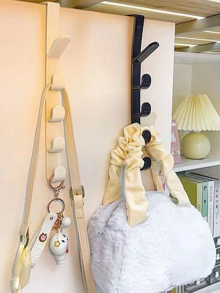 1PC Dormitory Wardrobe Hanger Bags, Hats And Clothes Hanging On The Wall Behind The Door Without Drilling Storage Rack