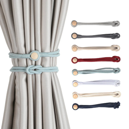 BELAVENIR Magnetic Curtain Tieback Hand Woven Cotton Curtains Holder Tieback Rope Buckle Home Decorators Accessories