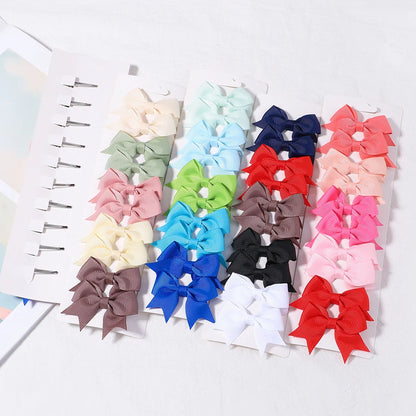 10Pcs/Set New Cute Solid Ribbon Bowknot Hair Clips for Baby Girls Handmade Bows Hairpin Barrettes Headwear Kids Hair Accessories