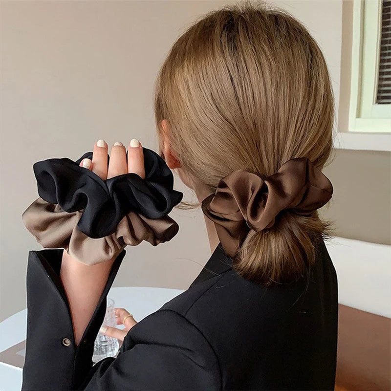 Korean Silk Oversized Scrunchie For Women Elastic Hair Bands Ponytail Holder Elegant Satin Ponytail Hair Rope Hair Tie Accessory