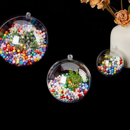 1/12Pcs DIY Hollow Balls Christmas Plastic Transparent Fillable Bauble Xmas Tree Hanging Ornaments Home Party Gifts Box Decor