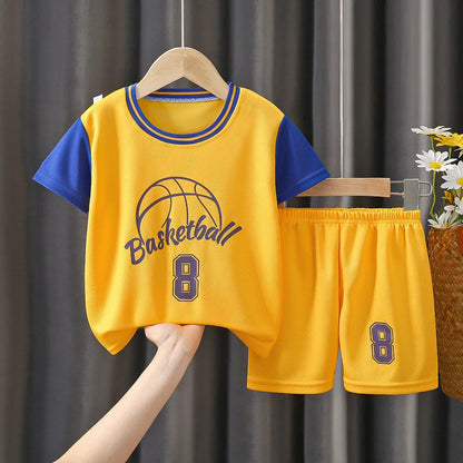 Children's T-shirt Basketball Suit Outdoor Sports Breathable Pure Cotton Sports T-shirt