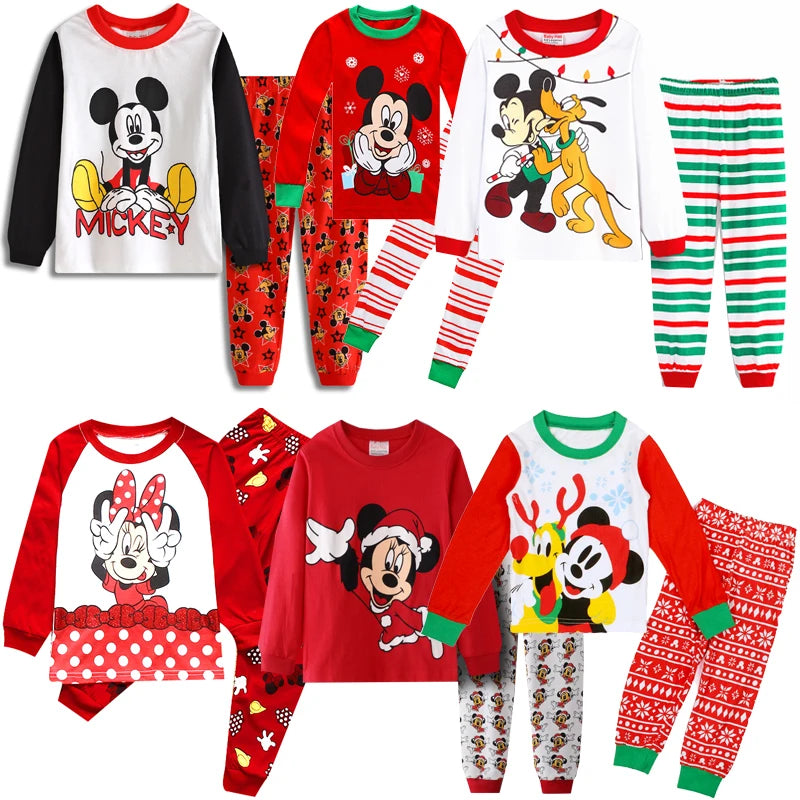 New Spring Autumn Children's Clothing Set Mickey Minnie girl boy Sleepwear Kids Pajamas Set Baby Girls Cotton Cartoon Pyjamas