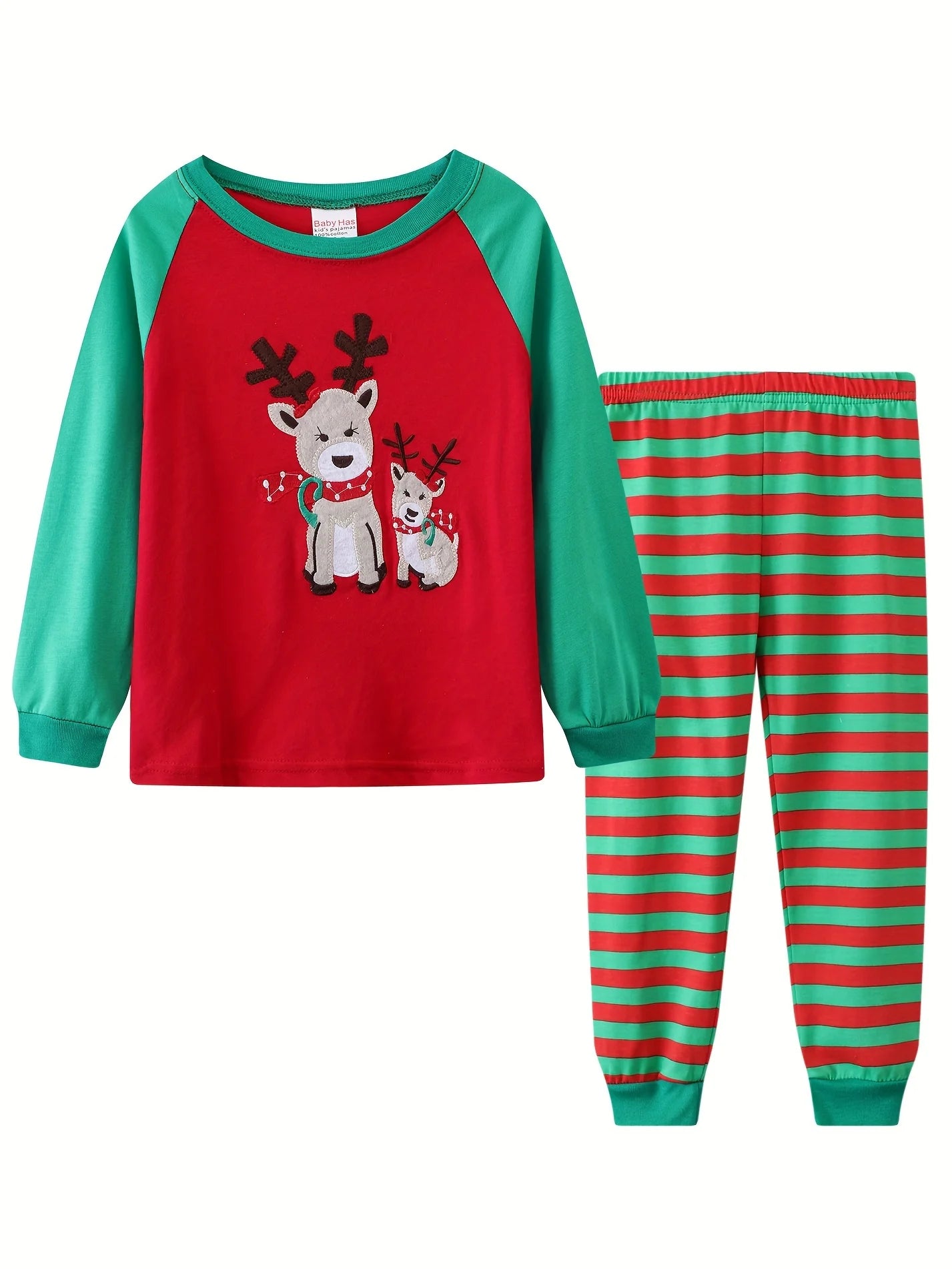 Kids Boys Pajamas Cartoon Christmas 2PCS Long Sleeved Autumn Winter Round Neck Long Sleeve Top & Pants Set