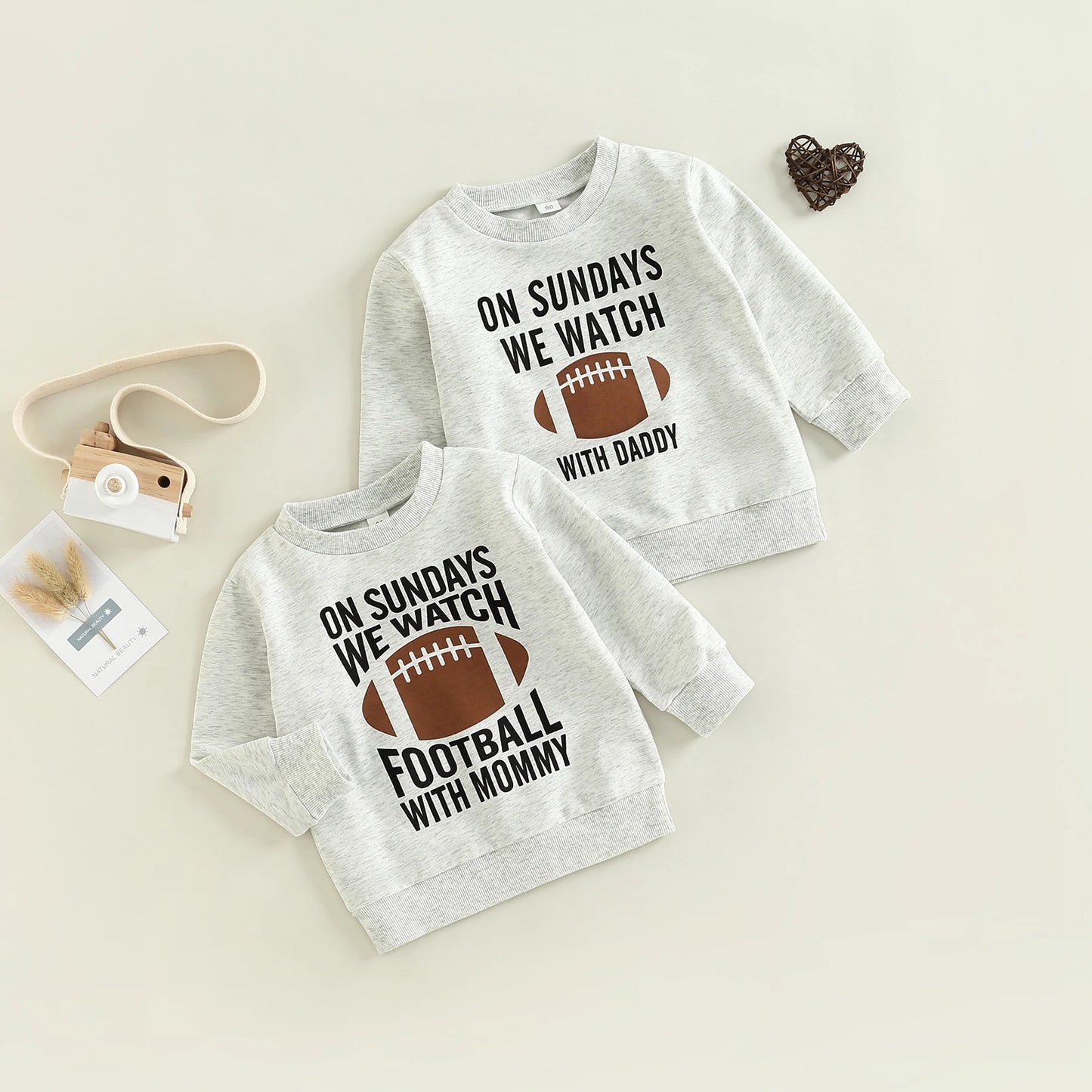 2022-09-02 Lioraitiin 0-6Years Toddler Kids Girl Boy Sweatshirt Ball Season Daddy Mommy Letters Football Print Pullover Tops