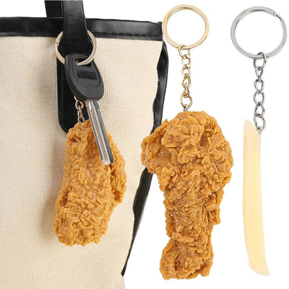 Funny Fried Chicken Leg Chicken Wing Keychain Creative Mini Simulation Food Pendant With Key Ring For Handbag Purse Accessories