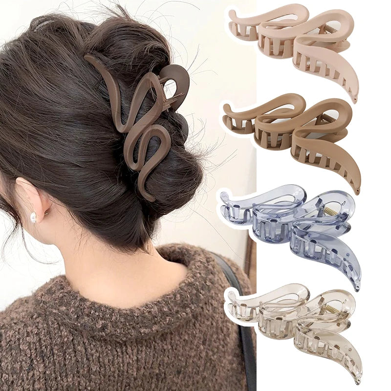 Fashion 13CM Oversized Wavy Frosted Matte Transparent Bright Shark Clip Headdress Hairpin Hair Accessories For Women Girls New