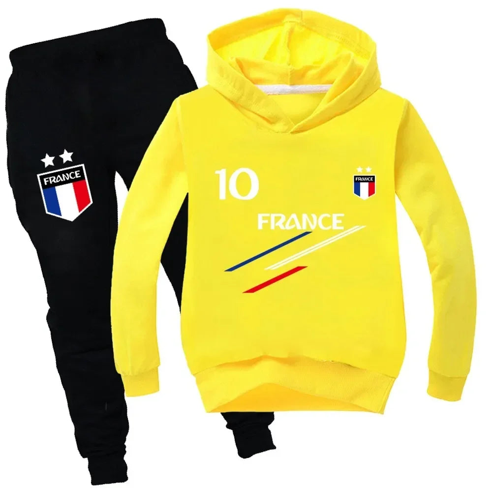 New Kids Clothes Baby Boys France Football 10 Tracksuit Tops Pants 2PCS Children Boy Spring Autumn Outfits Girls Sets 2-15 Years