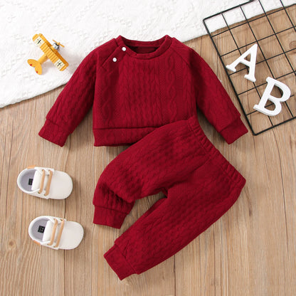 7 Colors Newborn Baby Girl Boy Clothes Set Solid Color Long Sleeves Top+Pants 2PCS Outfits Leisure Sport Autumn&Winter Costume