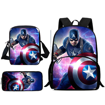 3Pcs Set Captains Americas Child Backpacks Shoulder Bag Pencil Case Pupil Large Capacity School Bags for Boys Girls Best Gift