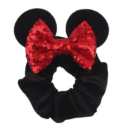 Disney Mickey Christmas Hair Loop Thickened Velvet Pig Intestine Hair Loop Elastic Gold Velvet Headband