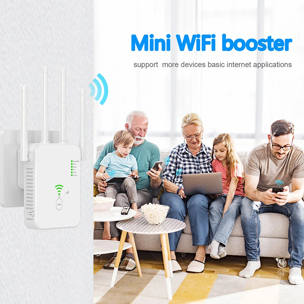 1200Mbps Wireless WiFi Repeater Wifi Signal Booster Dual-Band 2.4G 5G WiFi Extender 802.11ac Gigabit WiFi Amplifier WPS Router