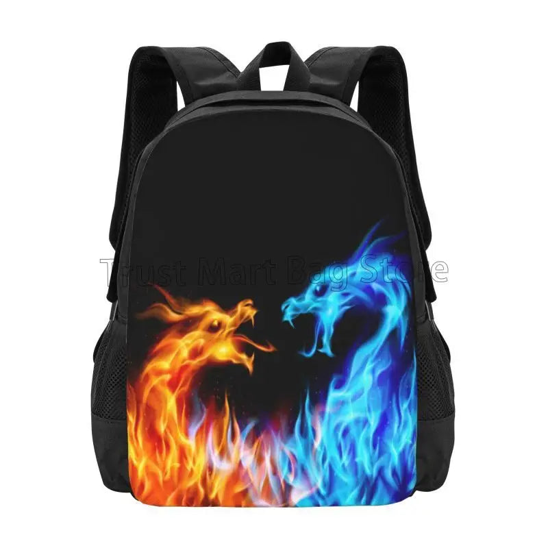 Red Blue Fire Dragon Travel Backpack for Boys and Girls School Book Bag Lightweight Water Resistant Daypack for Travel Picnic