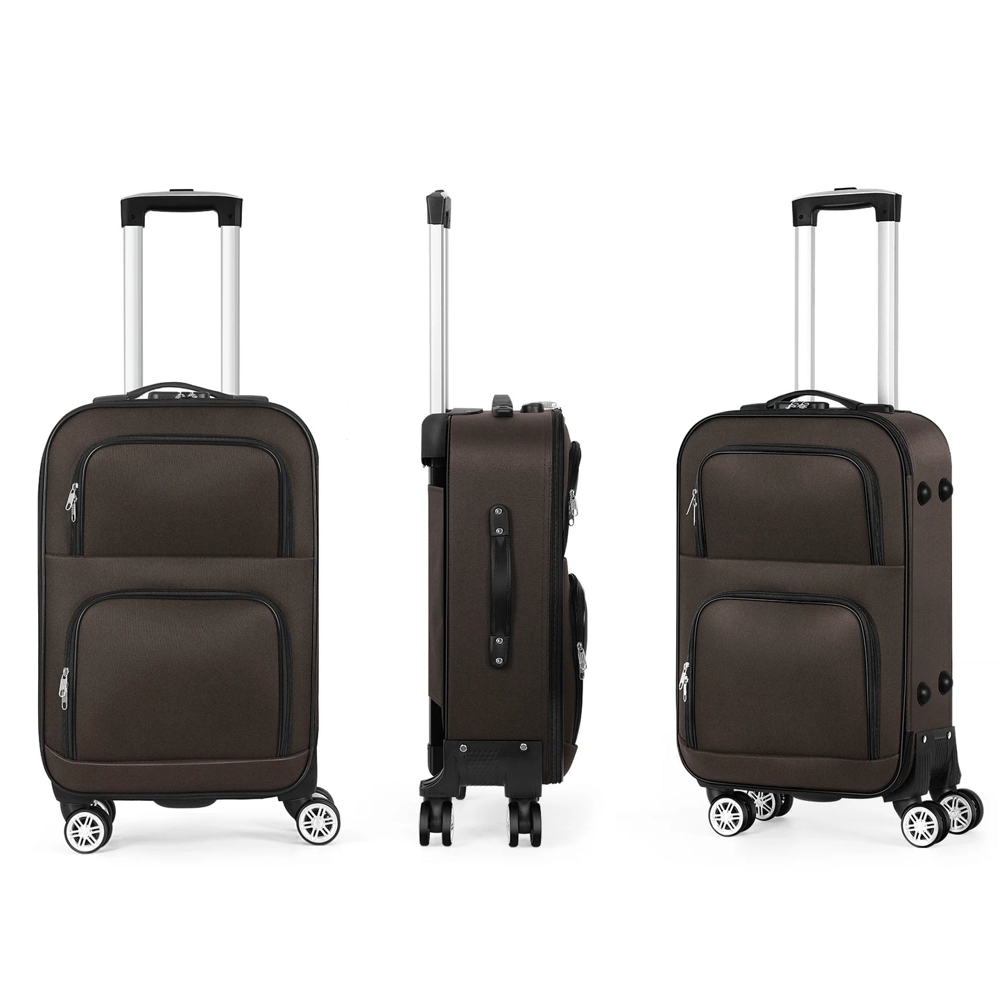 Soft edged travel 20 inch lightweight luggage with rotating wheels, Oxford fabric suitcase with small diagonal fabric