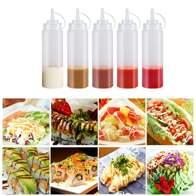 Large Squeeze Condiment Bottles with Nozzles Ketchup BBQ Sauces Olive Oil Bottle Dispenser Squeeze Sauce Bottle Kitchen Gadget